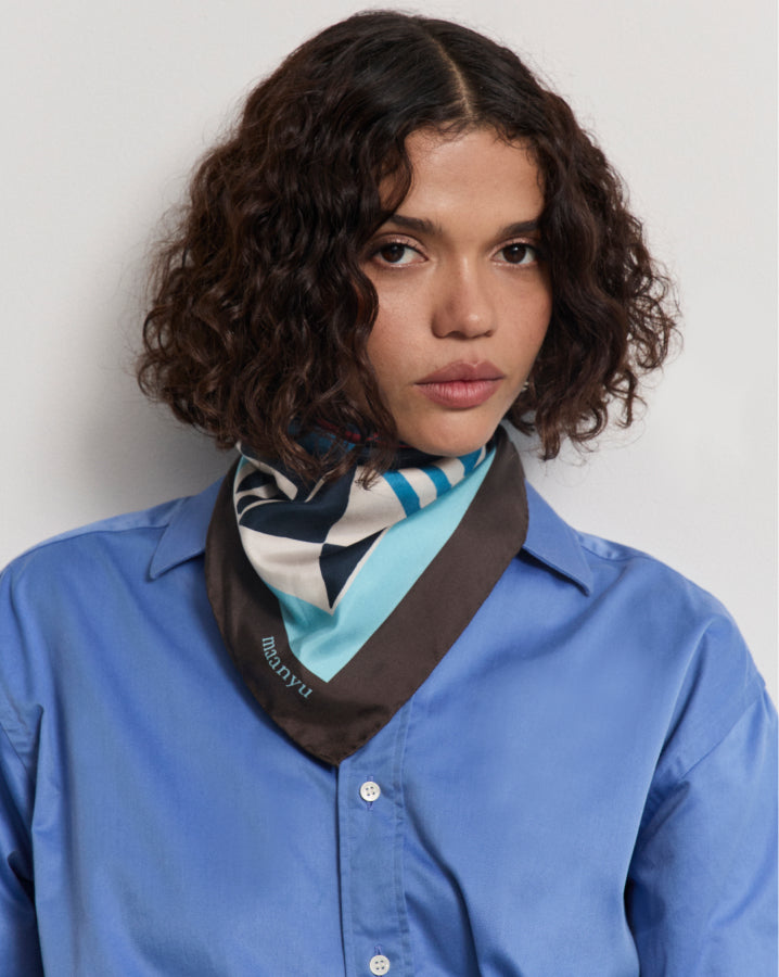 Nzelá Ya Bantou Silk Scarf | Blue 90cm